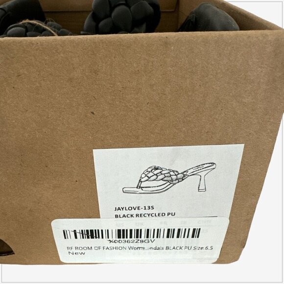 Qupid Black Braided JayLove-13S One Planet Vegan Thong Heel Sandals NEW 6.5 - Picture 7 of 7